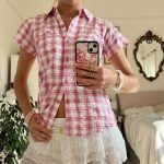 Women's Short-sleeved Plaid Shirt Niche Loose All-matching