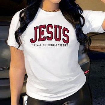 Women's JESUS Printed Loose Round Neck Short Sleeve T-shirt