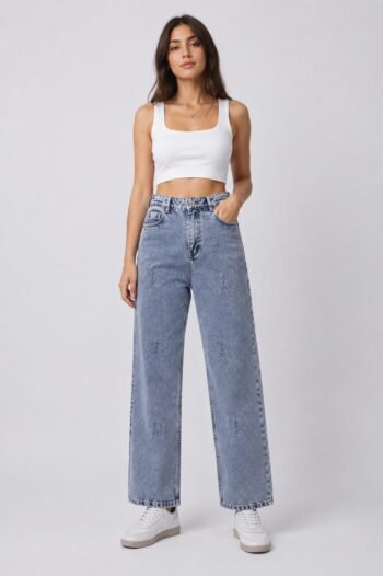 Blue Washed Jeans For Women