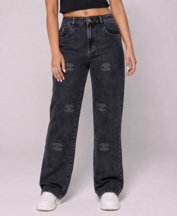 Textured Black Jeans For Women