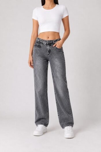 Grey Washed Jeans For Women