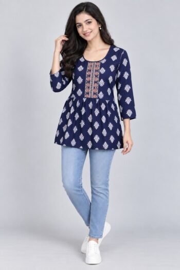 Blue Printed Kurti For Women